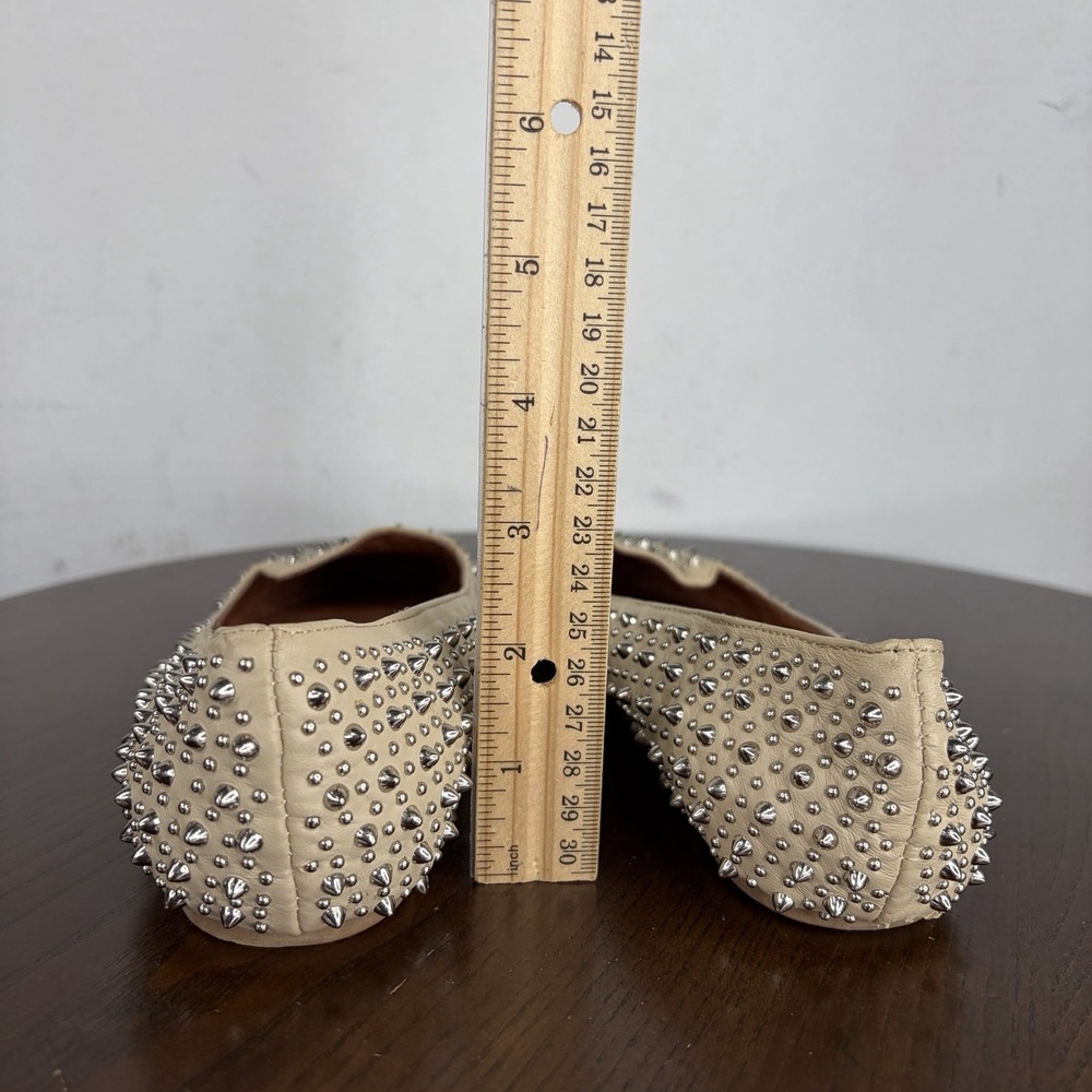 Jeffrey Campbell Martini Loafer Shoes Women's 7.5 Nude Studded Spiked Flats - Picture 9 of 16